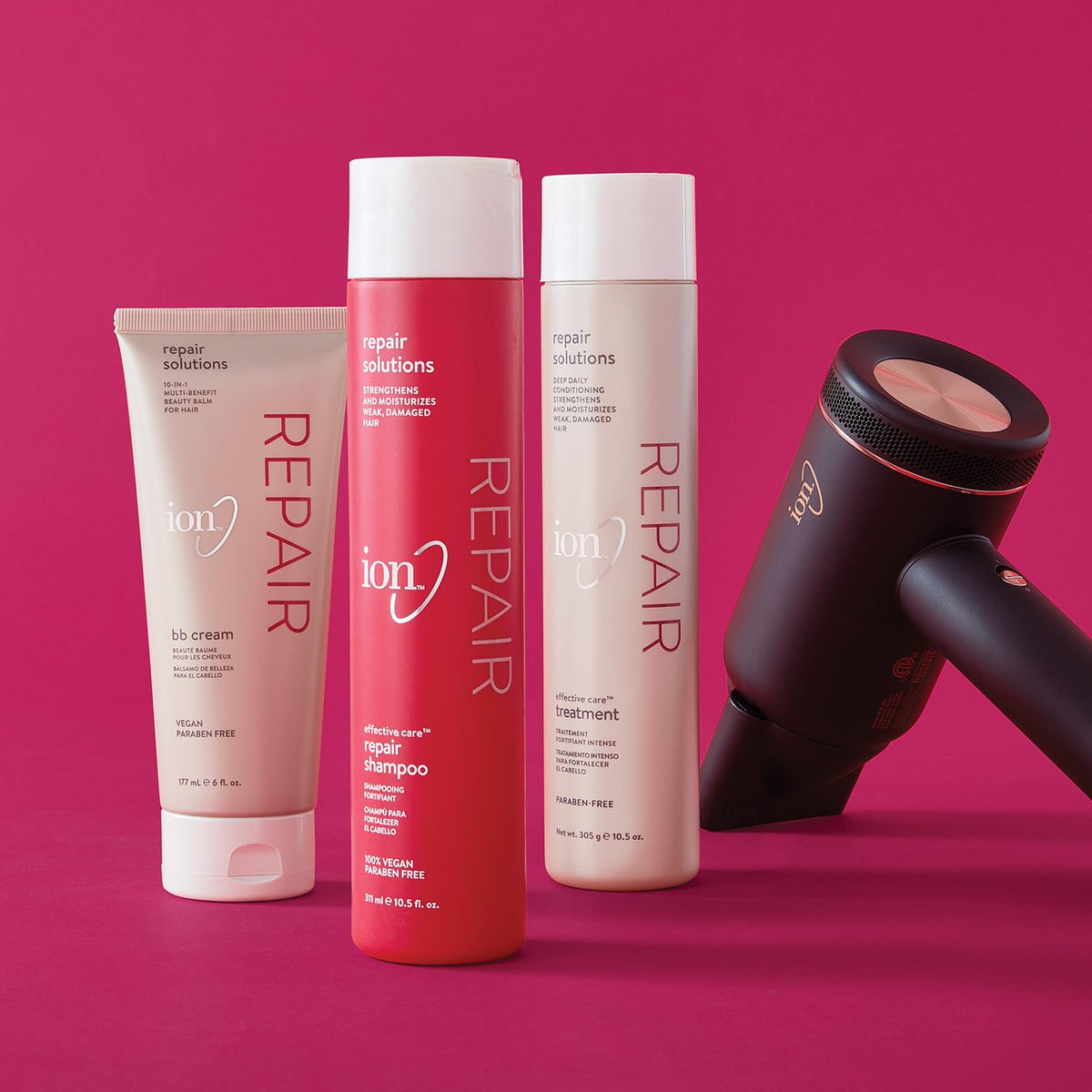 Masque capillaire ion 10,5 oz avec une brosse à cheveux