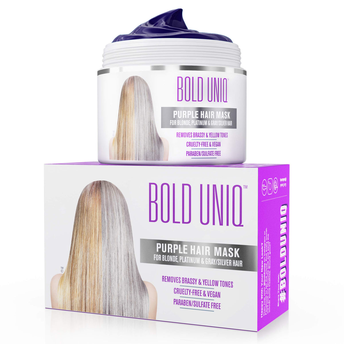 Masque Capillaire Violet BOLD UNIQ 330g vue de face