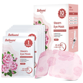 Masque chauffant BeHoomi pour les yeux, emballage rose