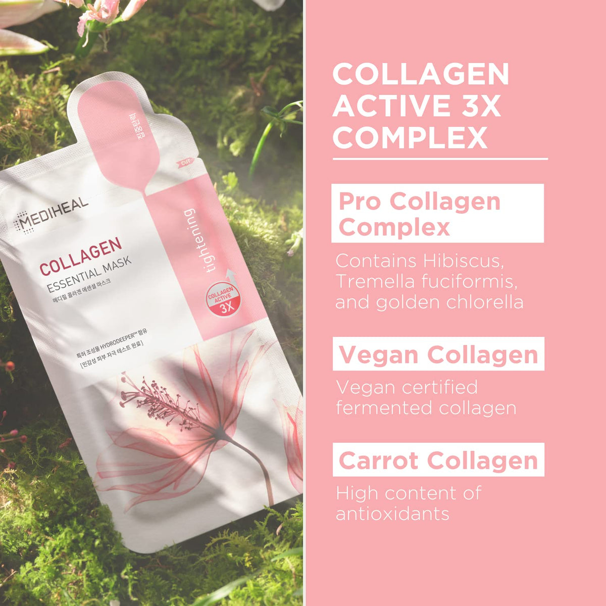 Masque collagène MEDIHEAL appliqué sur le visage