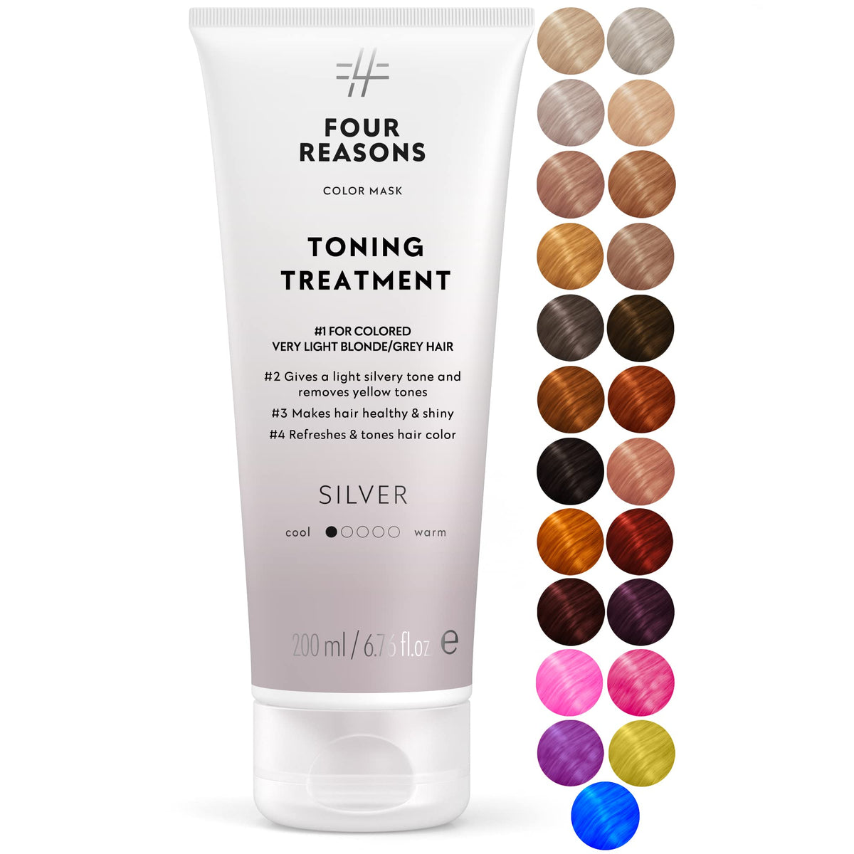 Masque Colorant FOUR REASONS Color Mask Argent 222g vue de face