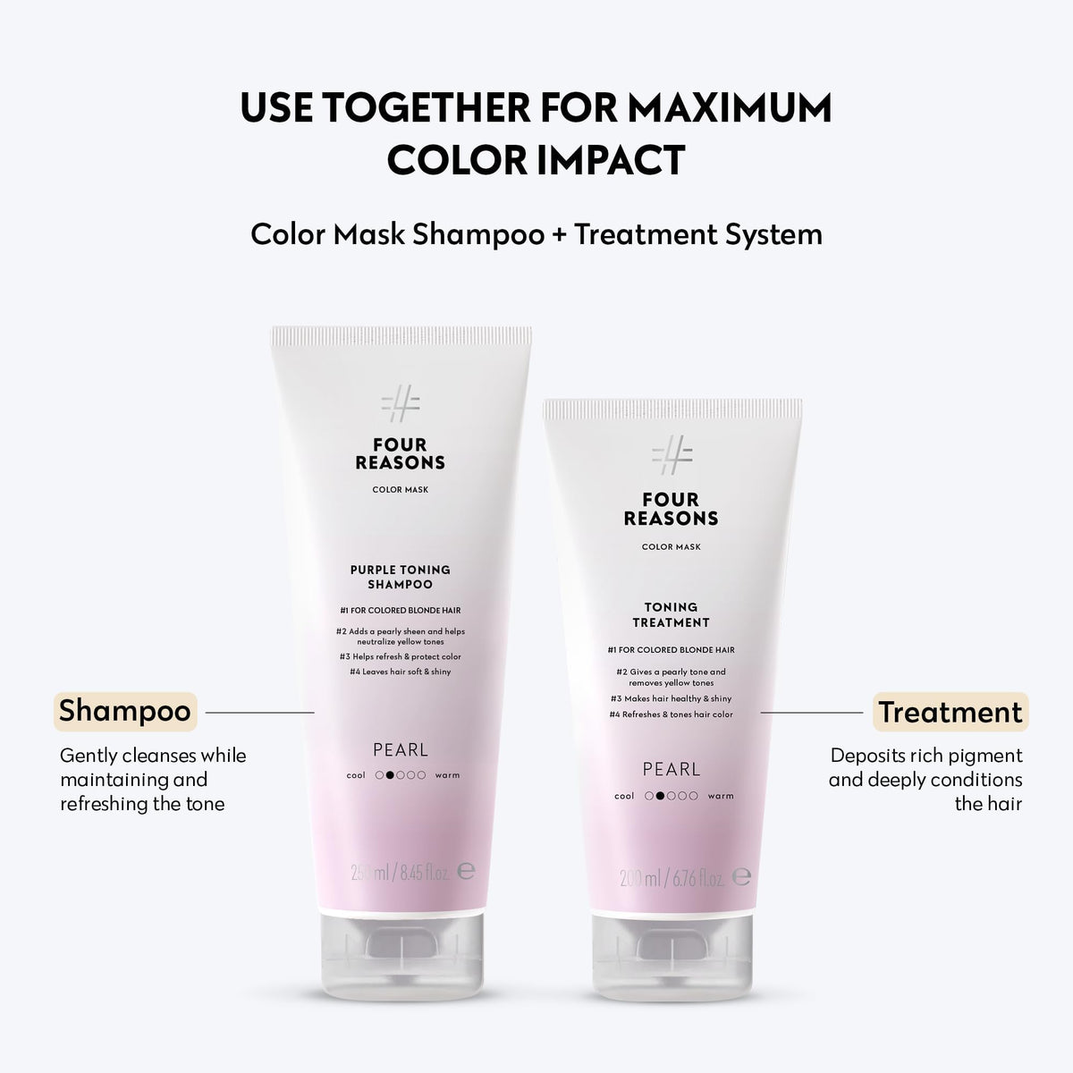 Masque Colorant FOUR REASONS Pearl Blonde dans un cadre de salle de bain