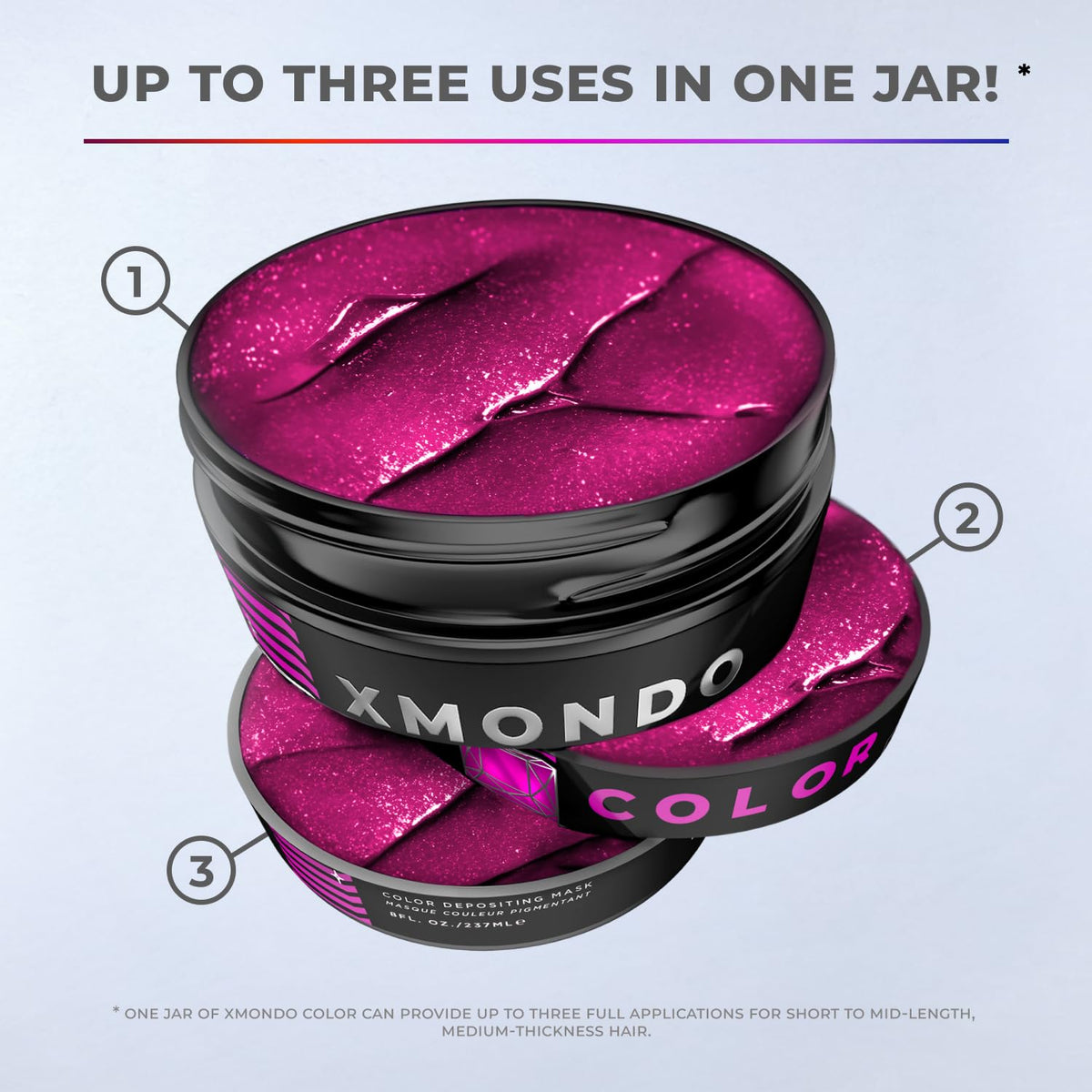 Masque colorant XMONDO Rhodolite sur un fond neutre