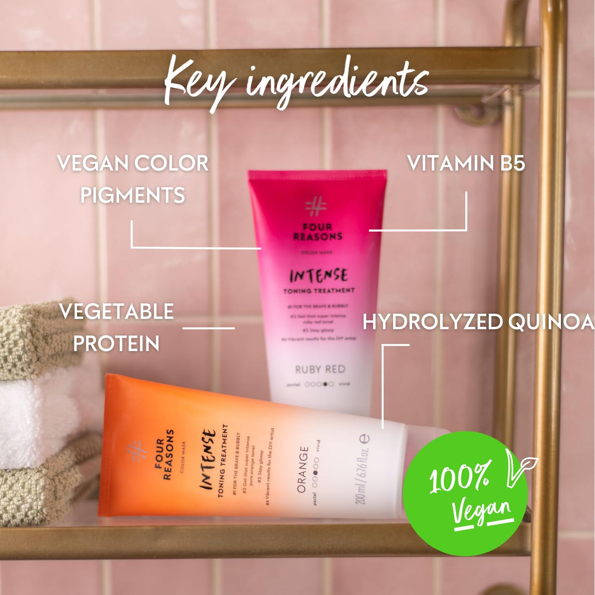 Masque Coloré INTENSE Orange FOUR REASONS sur une coiffeuse
