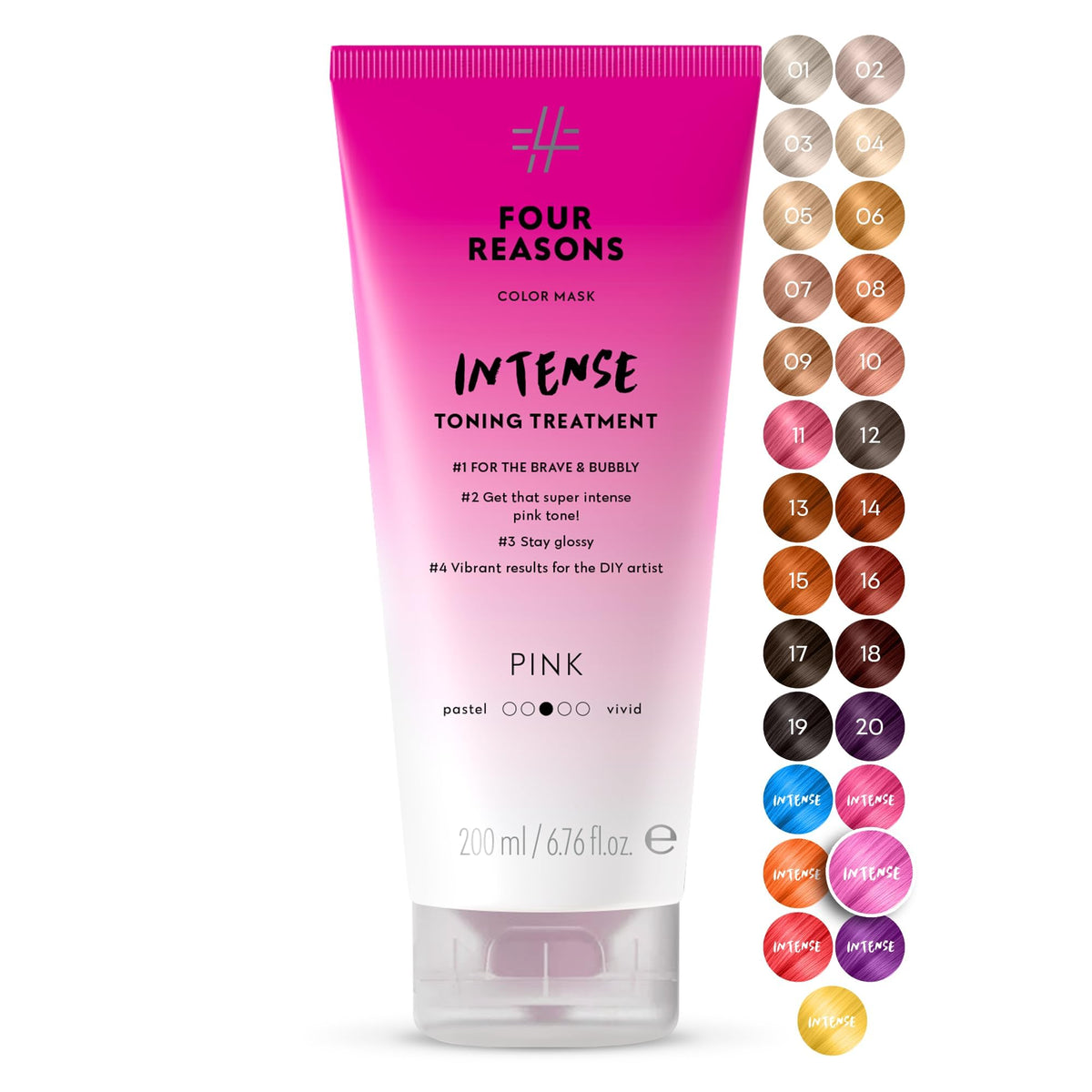 Masque Coloré INTENSE Rose FOUR REASONS 210g vue de face