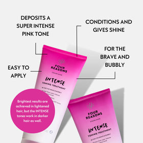 Masque Coloré INTENSE Rose FOUR REASONS application sur cheveux