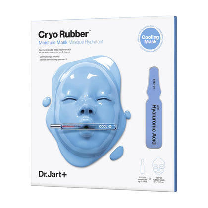 Masque Cryo Rubber Dr.Jart+ vue de face avec ampoule d'acide hyaluronique