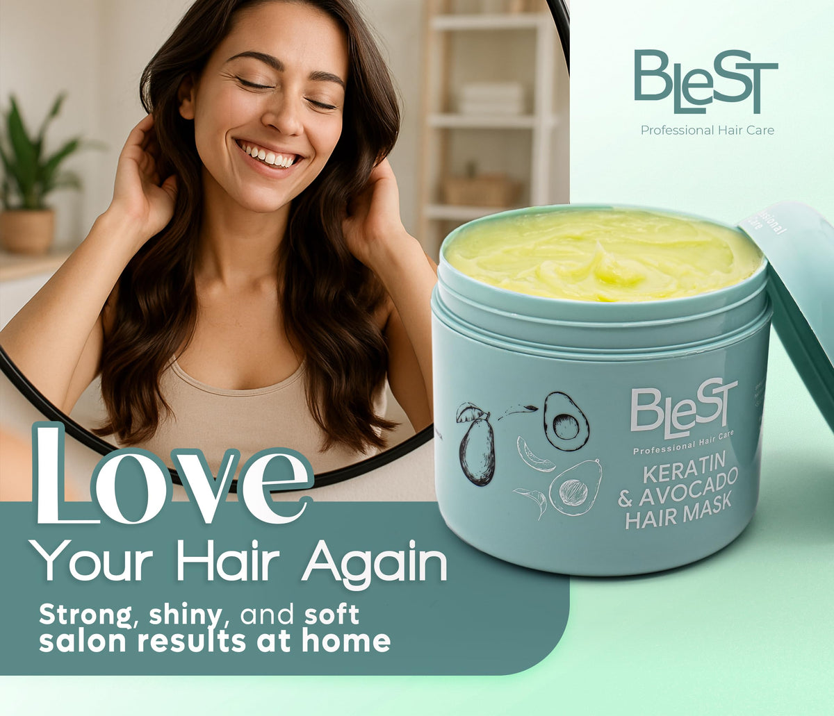 Masque de cheveux Blest Professional 500 ml avec étiquette visible