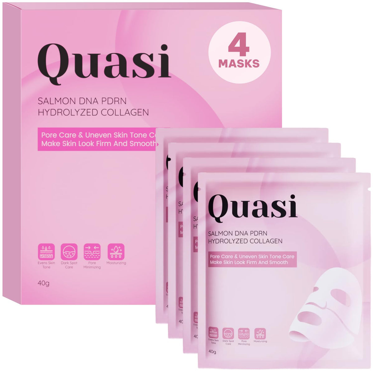 Masque de Collagène PDRN au Saumon Quasi, vue avant avec texture gel rose