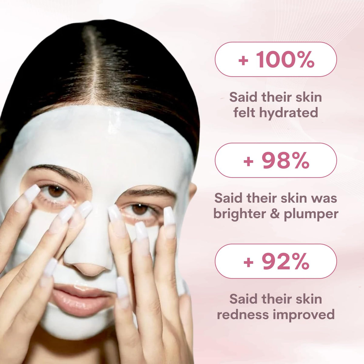 Masque de visage bio-collagène Quasi, détail de l'hydratation