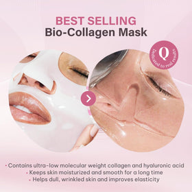 Masque de visage bio-collagène Quasi, masque déplié sur fond blanc
