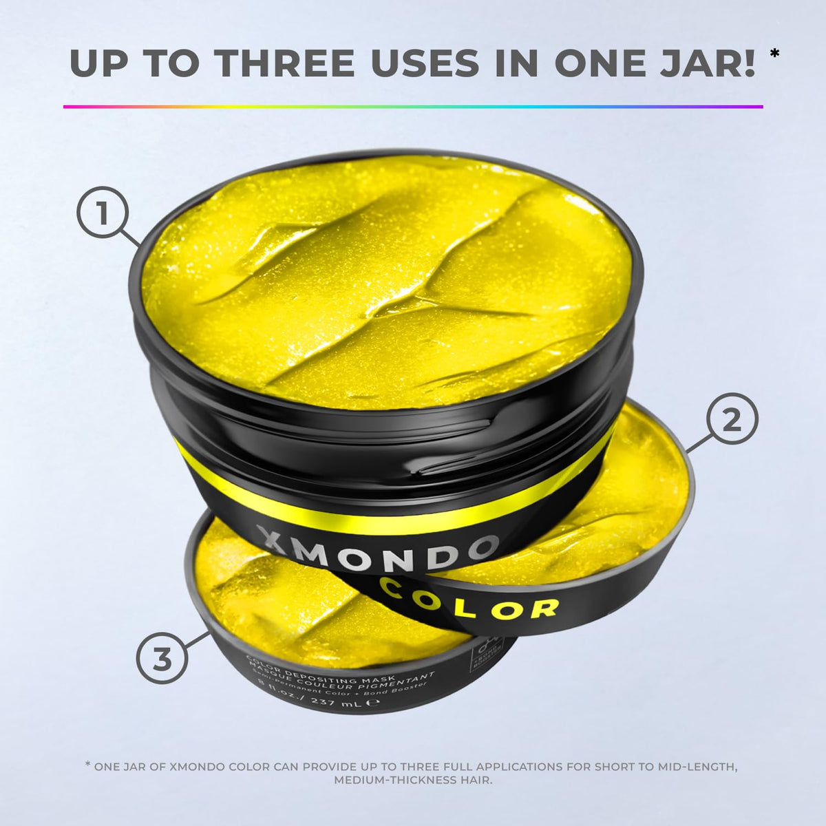 Masque Déposant Super Jaune XMONDO sur une étagère de salle de bain