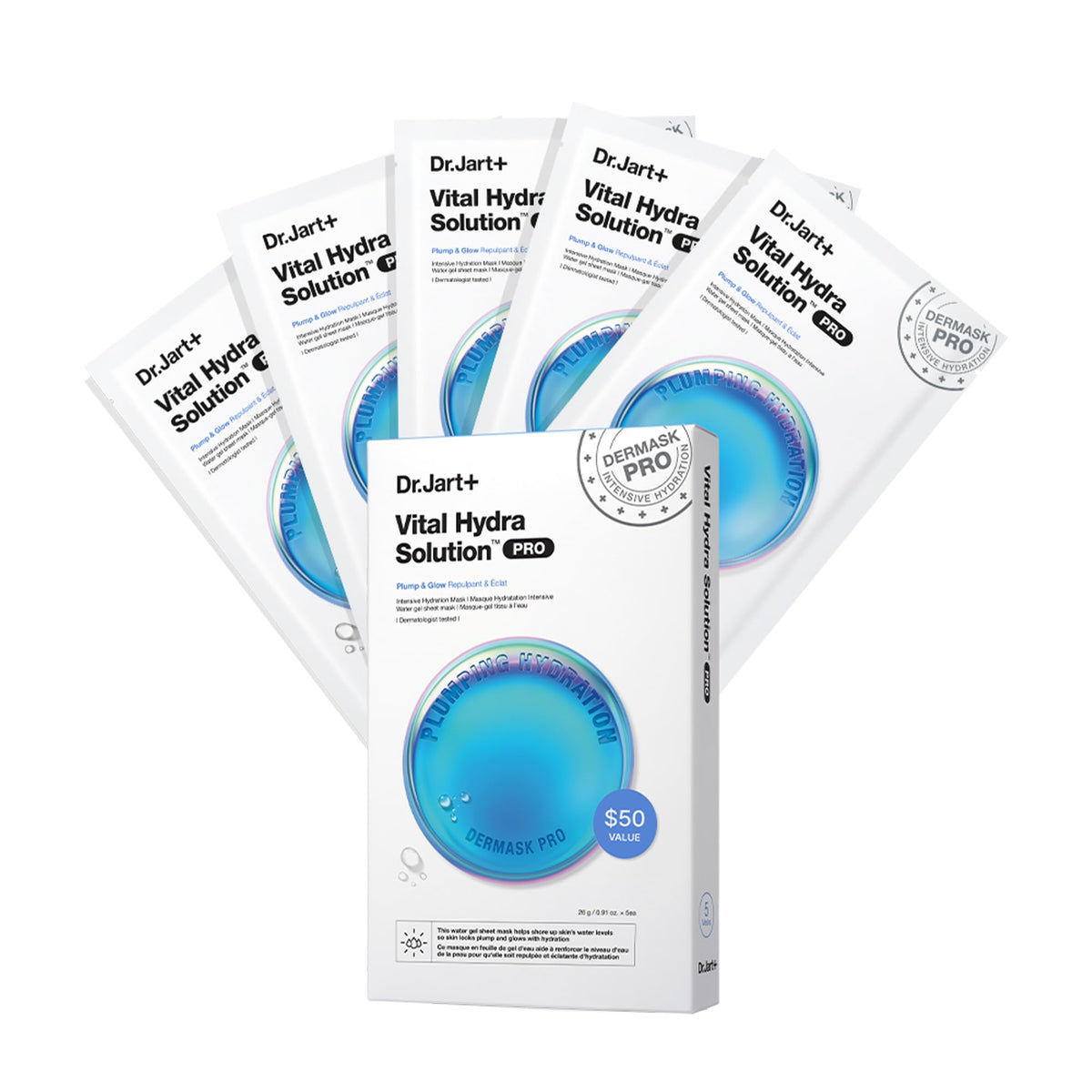 Masque Dr.Jart+ Vital Hydra Solution 5 pack avec emballage