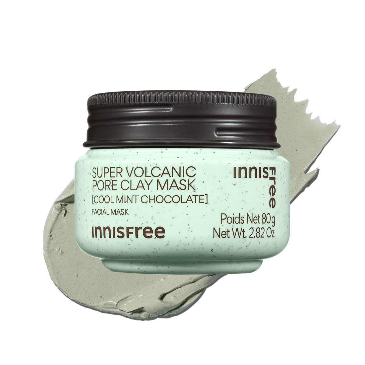 Masque en argile Super Volcanique à la menthe d'innisfree face avant