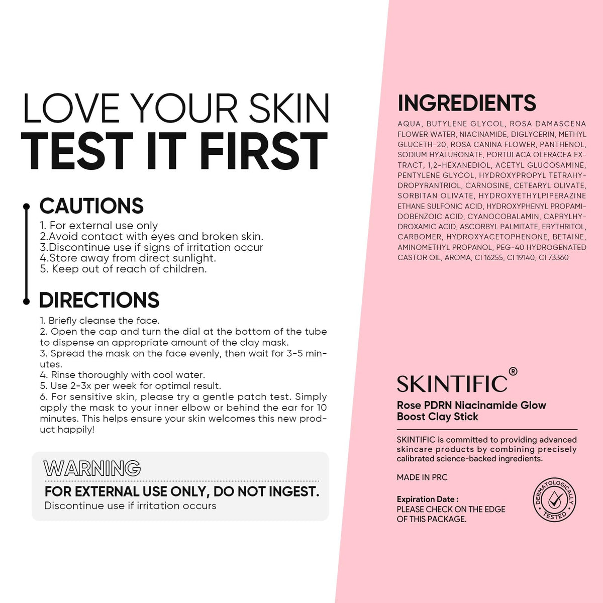 Masque en stick SKINTIFIC à la Rose, application sur la peau