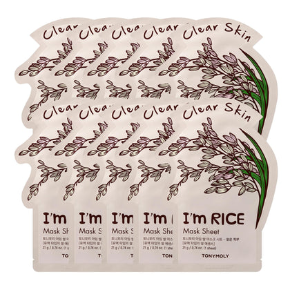 Masque en Tissu I'm Rice de TONYMOLY - paquet de 10 masques