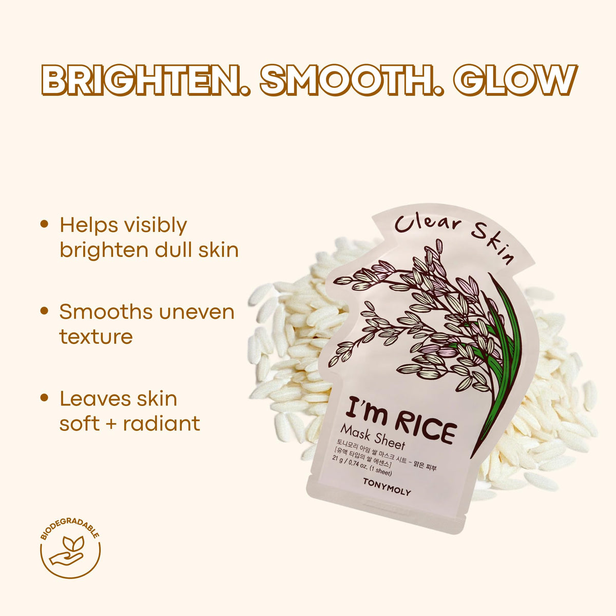 Masque en Tissu I'm Rice de TONYMOLY - présentation des masques