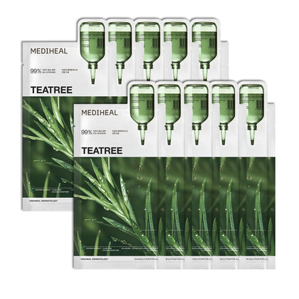 Masque en tissu MEDIHEAL Tea Tree vue de face avec emballage