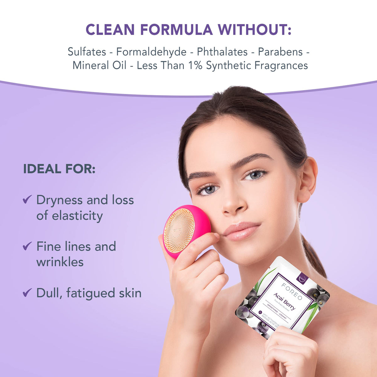 Masque FOREO Acai Berry avec texture douce en Tencel