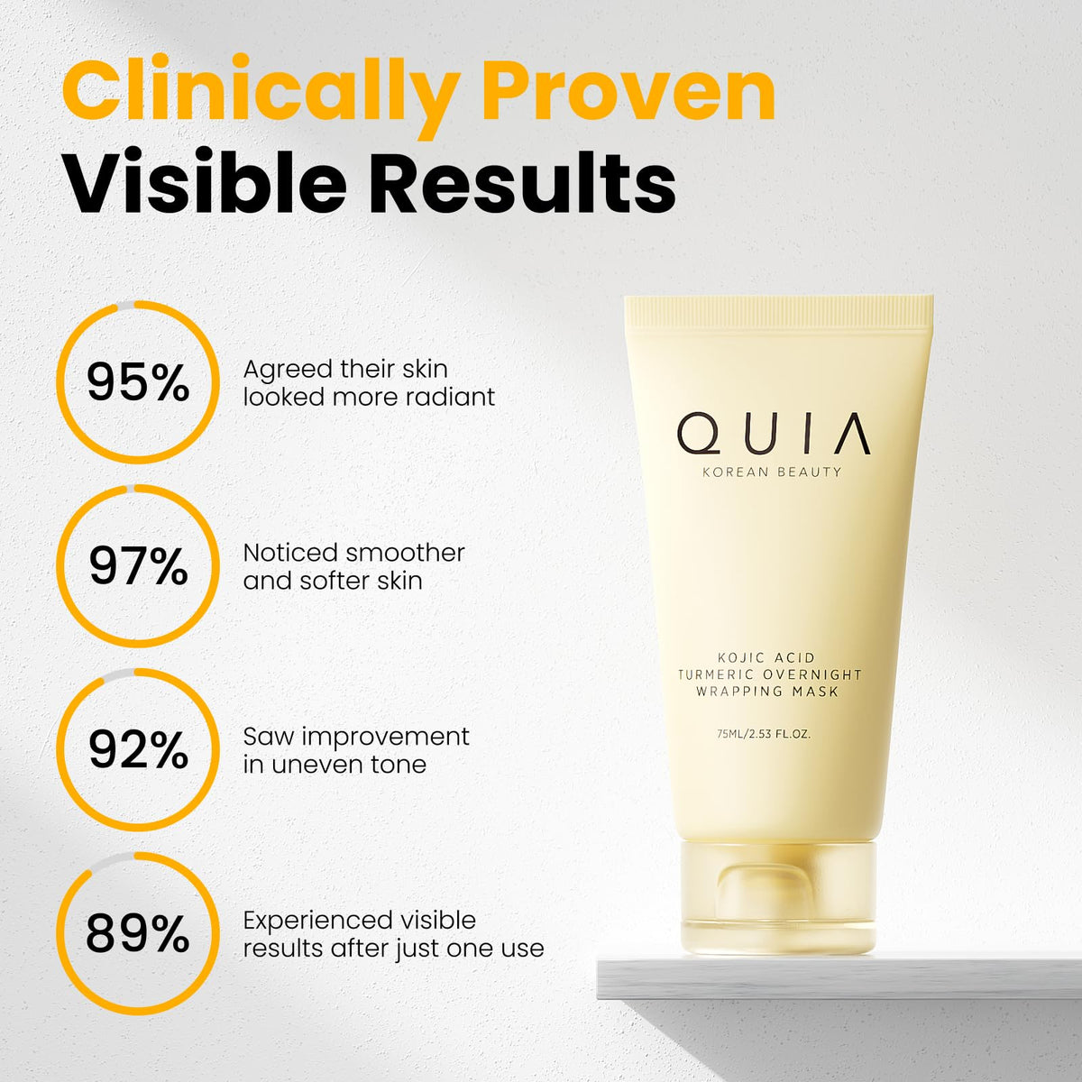 Masque hydratant au curcuma et acide kojique QUIA Beauty avec des ingrédients naturels
