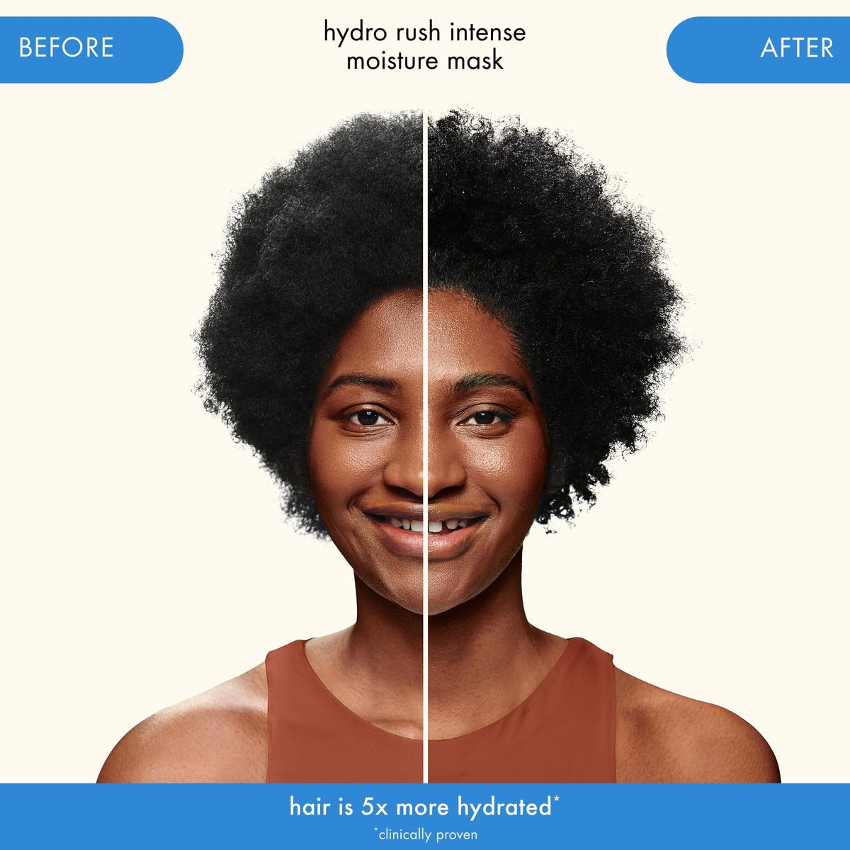 Masque Hydro Rush Amika 250ml sur un fond neutre