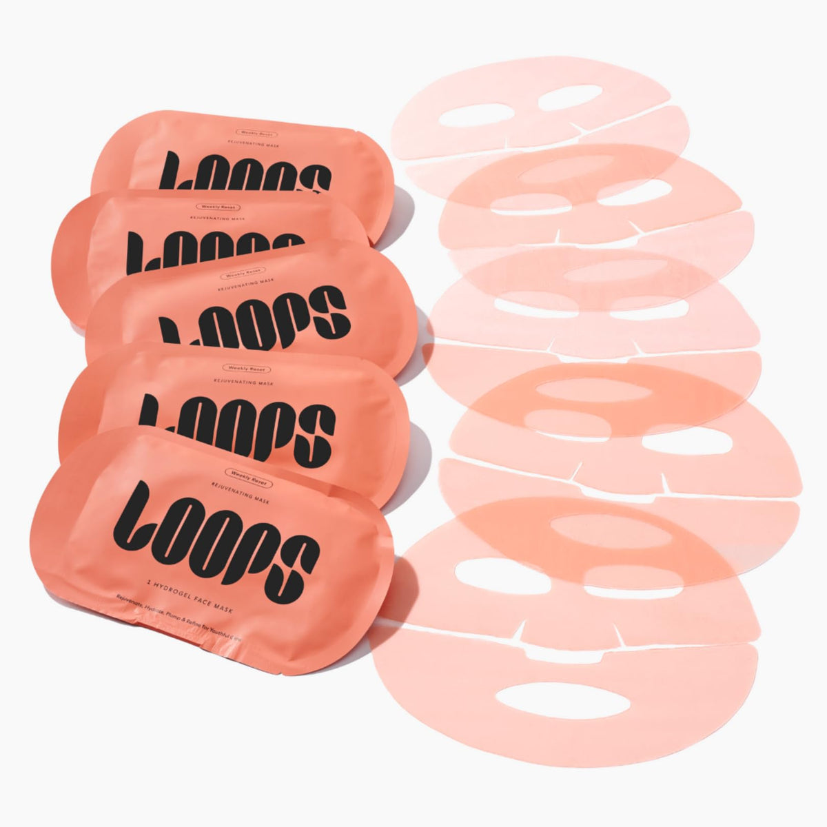 Masque hydrogel LOOPS appliqué sur un visage