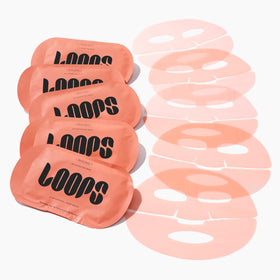 Masque hydrogel LOOPS appliqué sur un visage