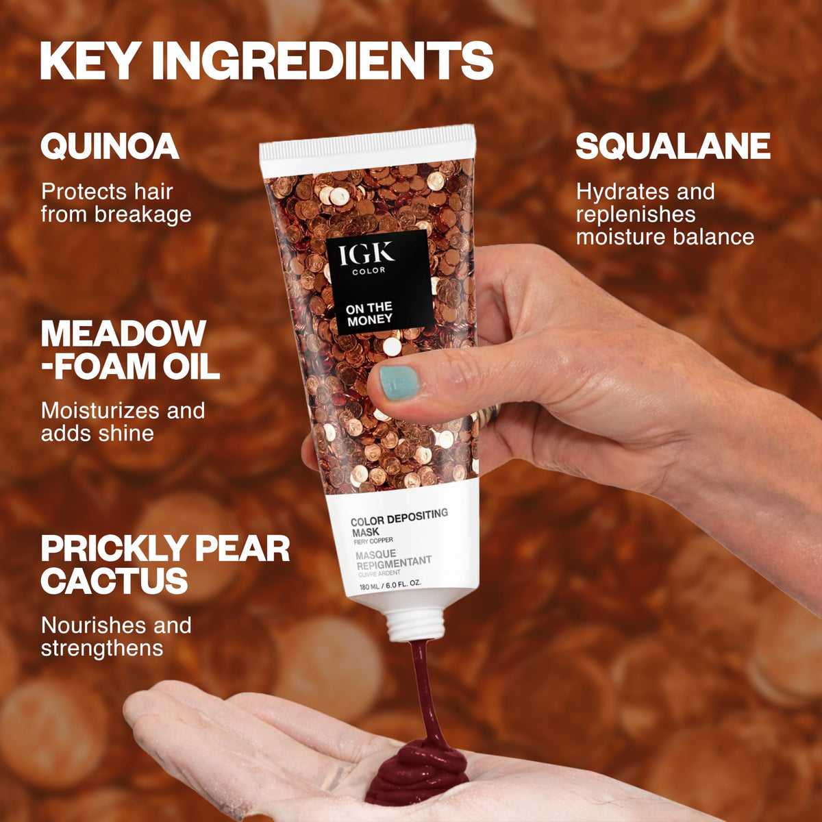 Masque IGK en gros plan, texture et couleur