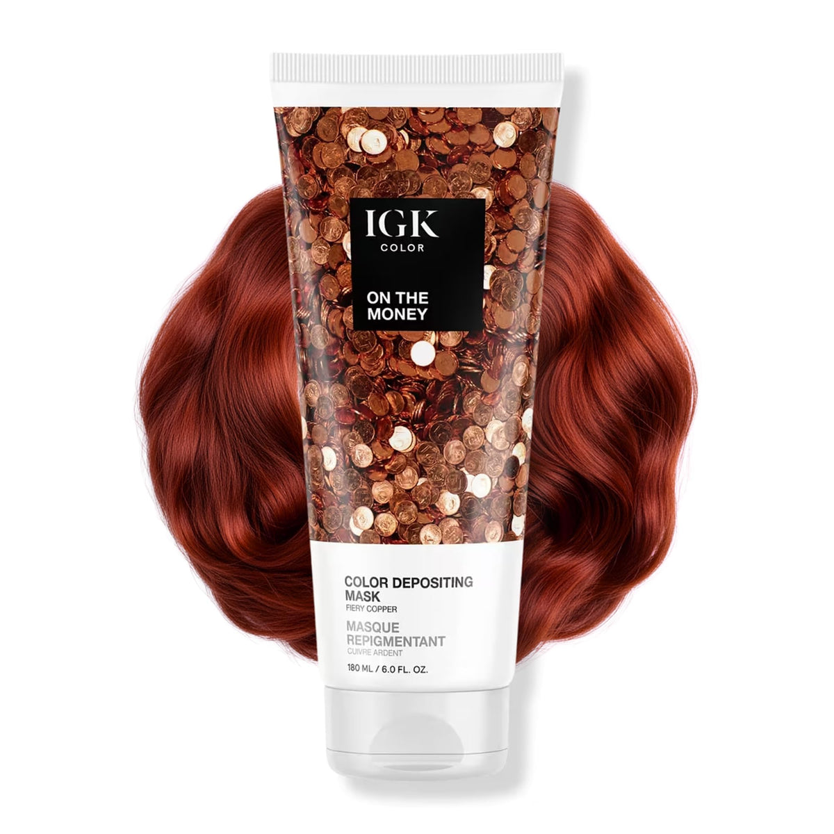 Masque IGK On The Money Hair Gloss en pot, couleur cuivre