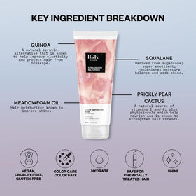Masque IGK Strawberry Milkshake sur cheveux avant et après