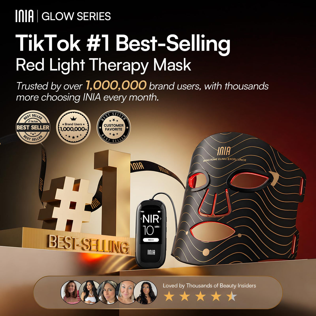 Masque INIA avec LED rouges et bleus allumés