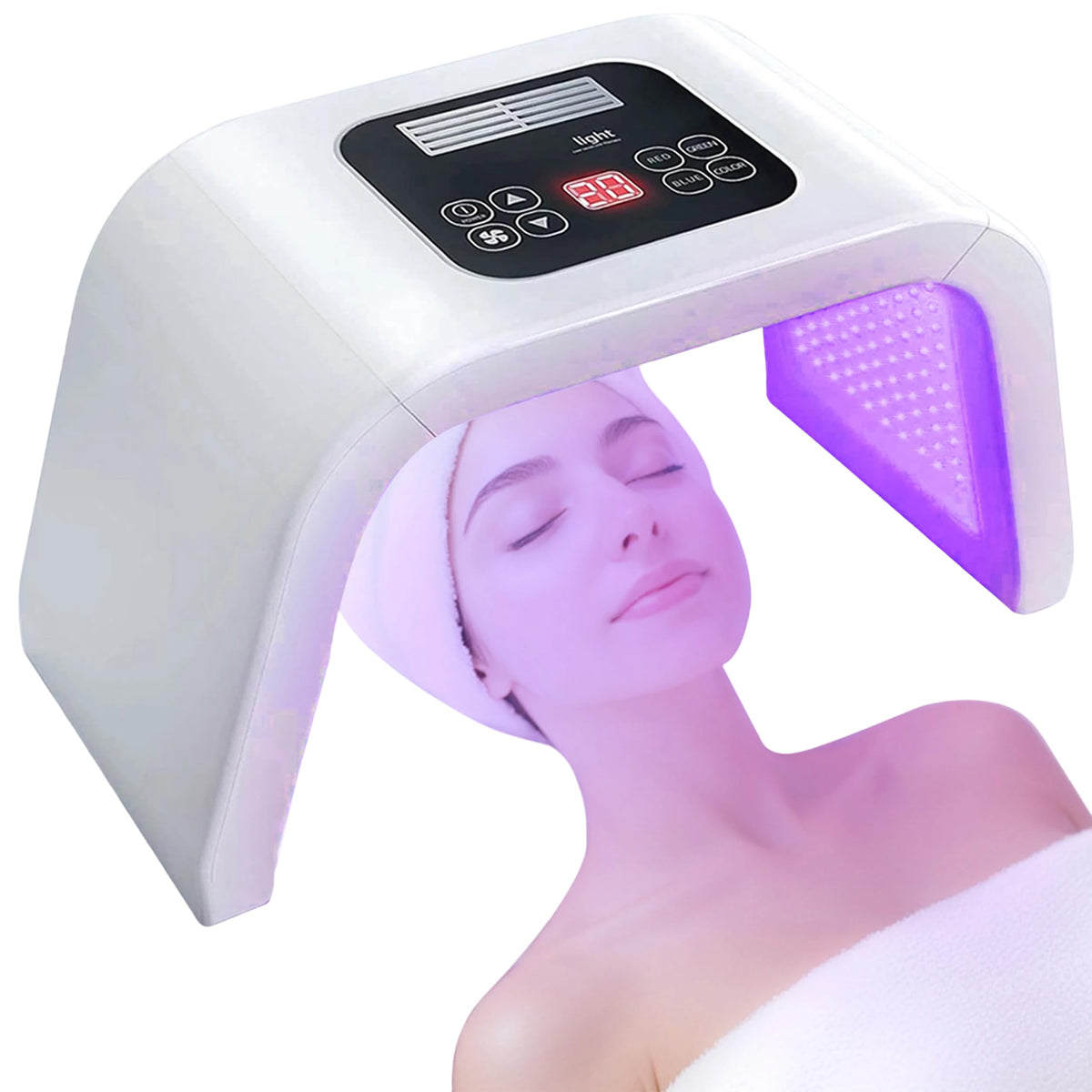 Masque LED Fxtiaa 7 en 1 vue avant avec perles lumineuses