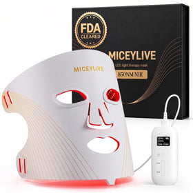 Masque LED MICEYLIVE vue avant avec lumière rouge et bleue