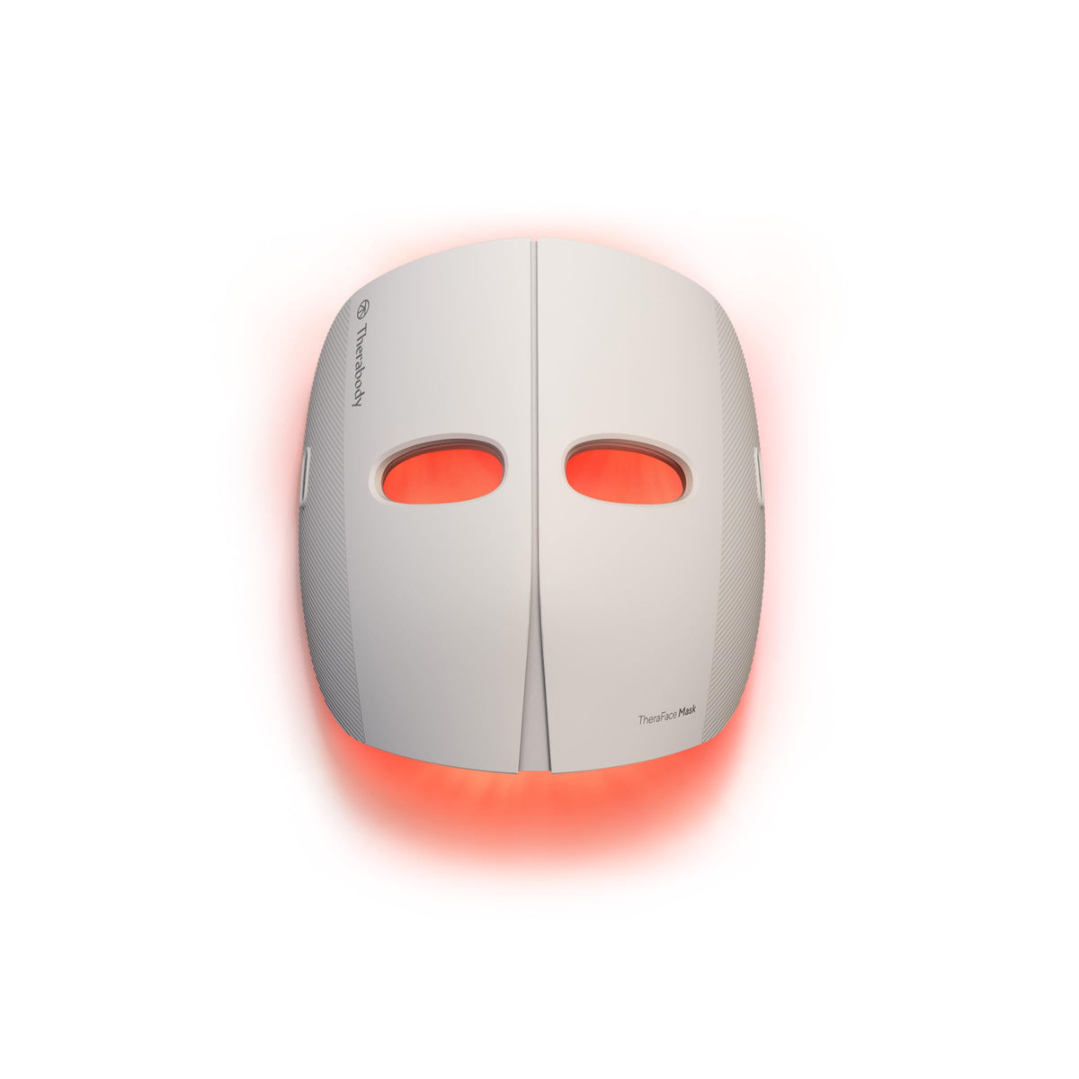 Masque LED TheraFace vue de face avec lumière rouge et bleue