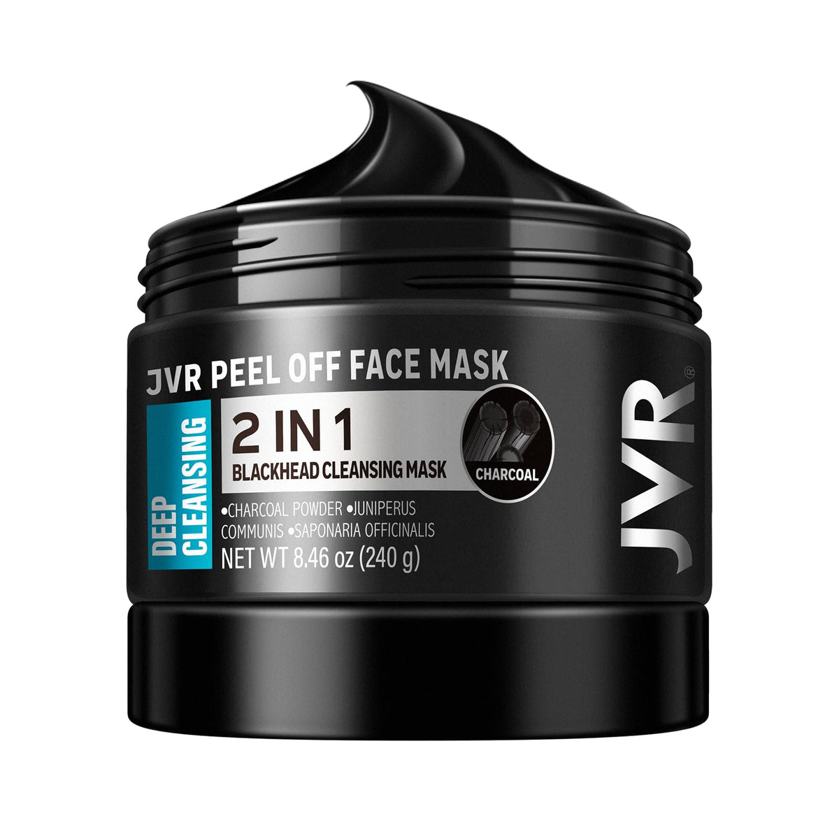 Masque noir JVR au charbon 240 g vue avant