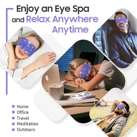 Masque oculaire BeHoomi avec élastiques ajustables sur un fond blanc