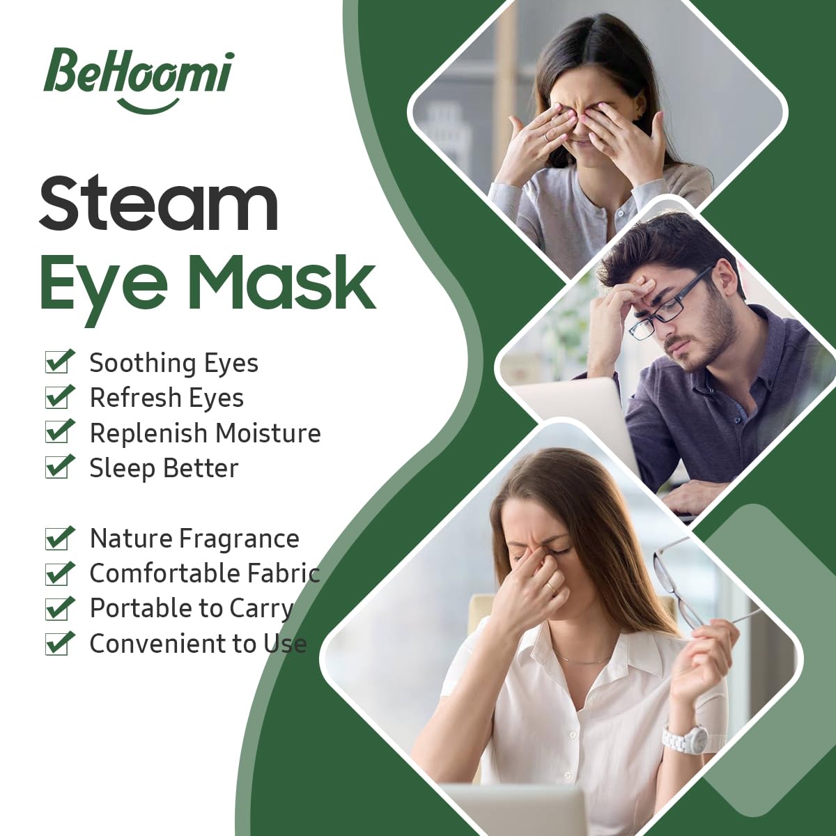 Masque Oculaire BeHoomi sur une personne, utilisation