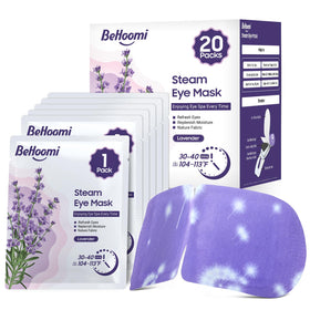 Masque oculaire chauffant BeHoomi pack de 20 avec design en lavande