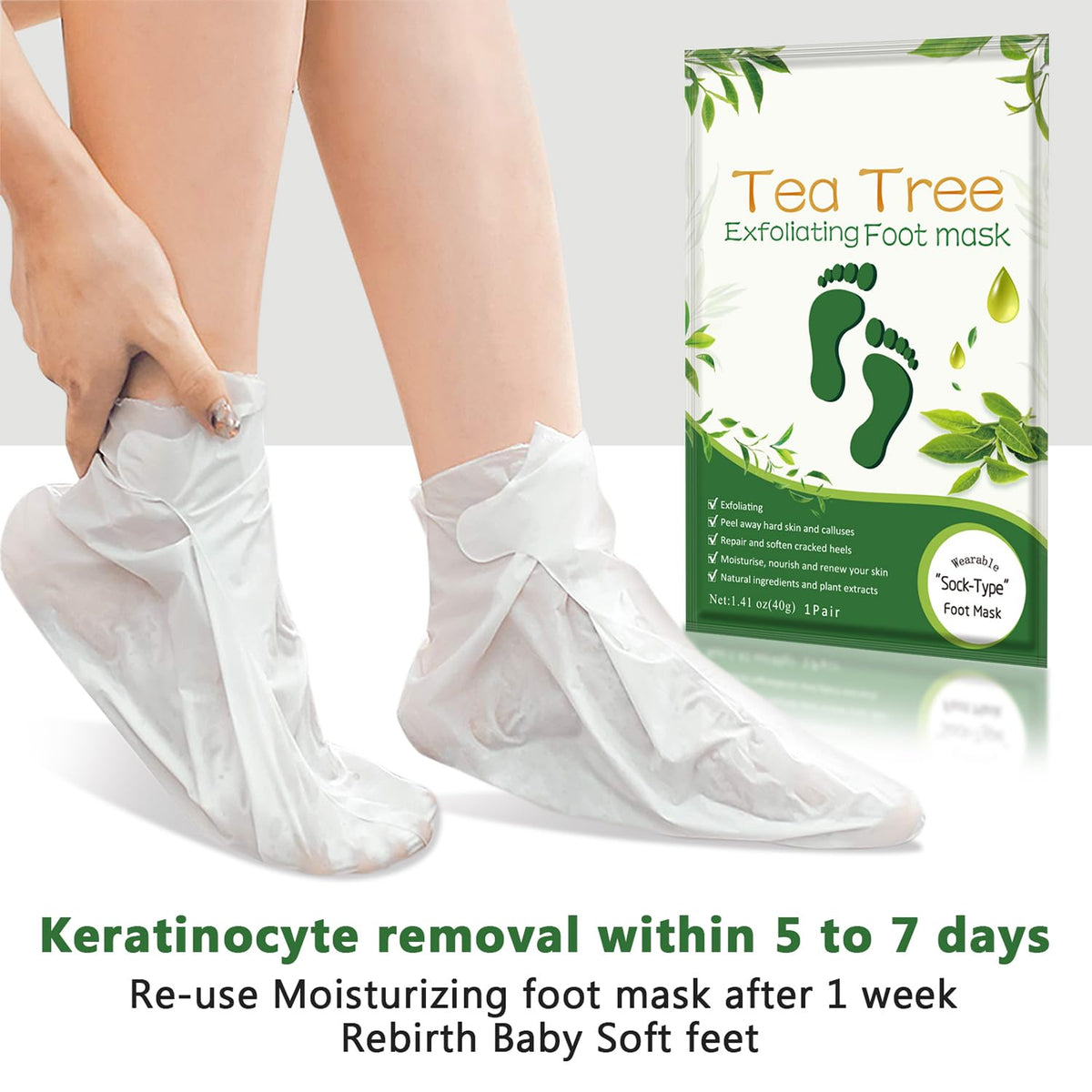Masque pour pieds Liefiet sur une surface en bois