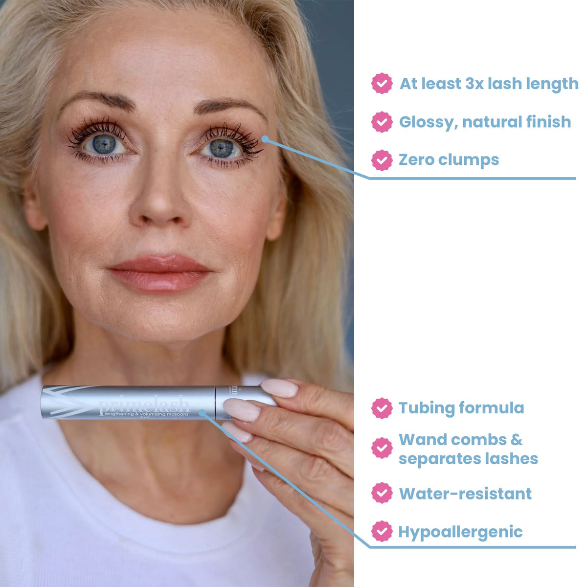 Masque PrimeLash ouvert montrant la brosse magique