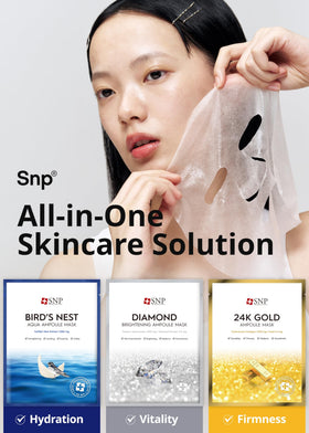 Masque SNP à l'or 24K avec ingrédients visibles
