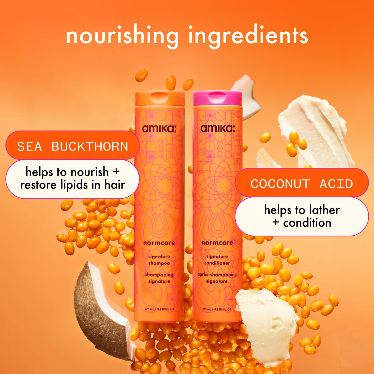 Masque Soulfood Amika avec application sur des cheveux