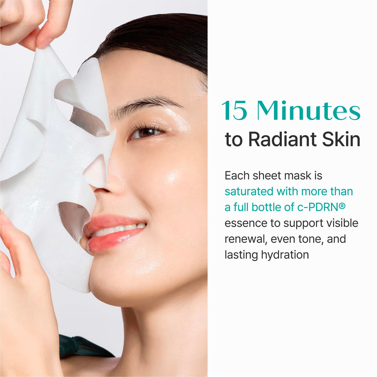 Masque Turnover REJURAN avec mise en scène de soins de la peau