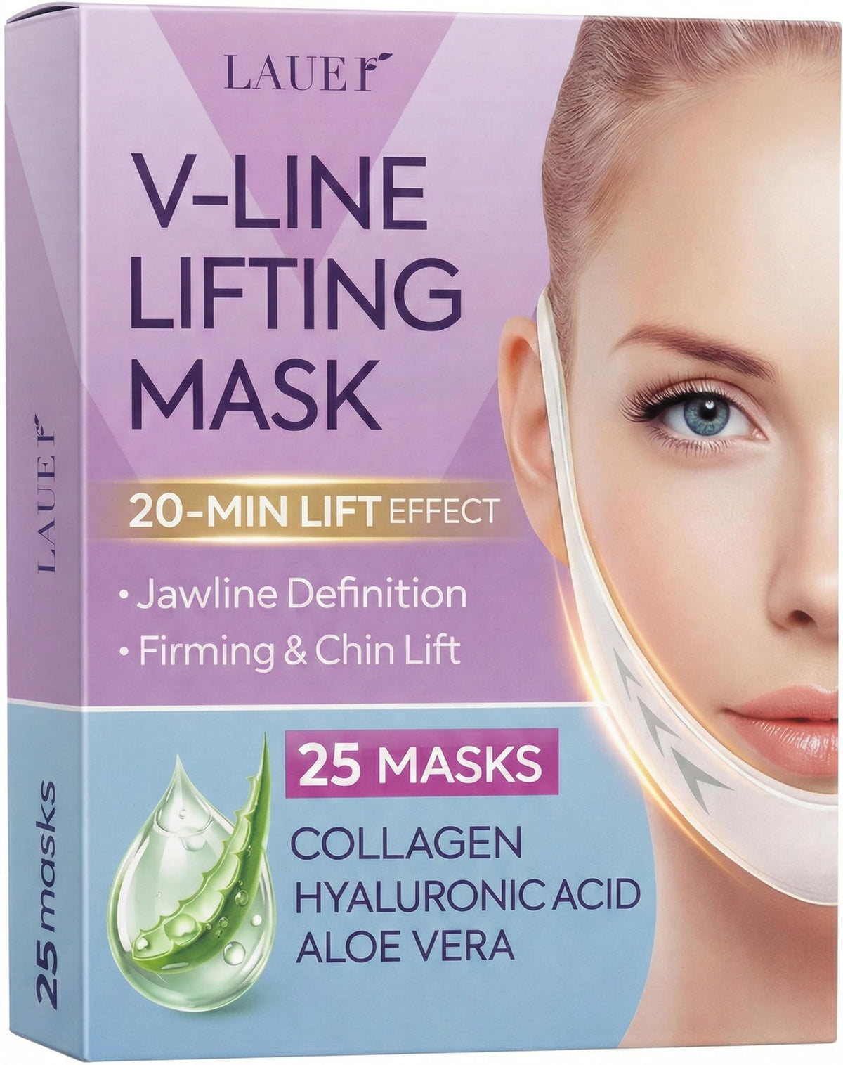 Masque V Line Lifting LAUER COSMETIC, vue avant avec emballage