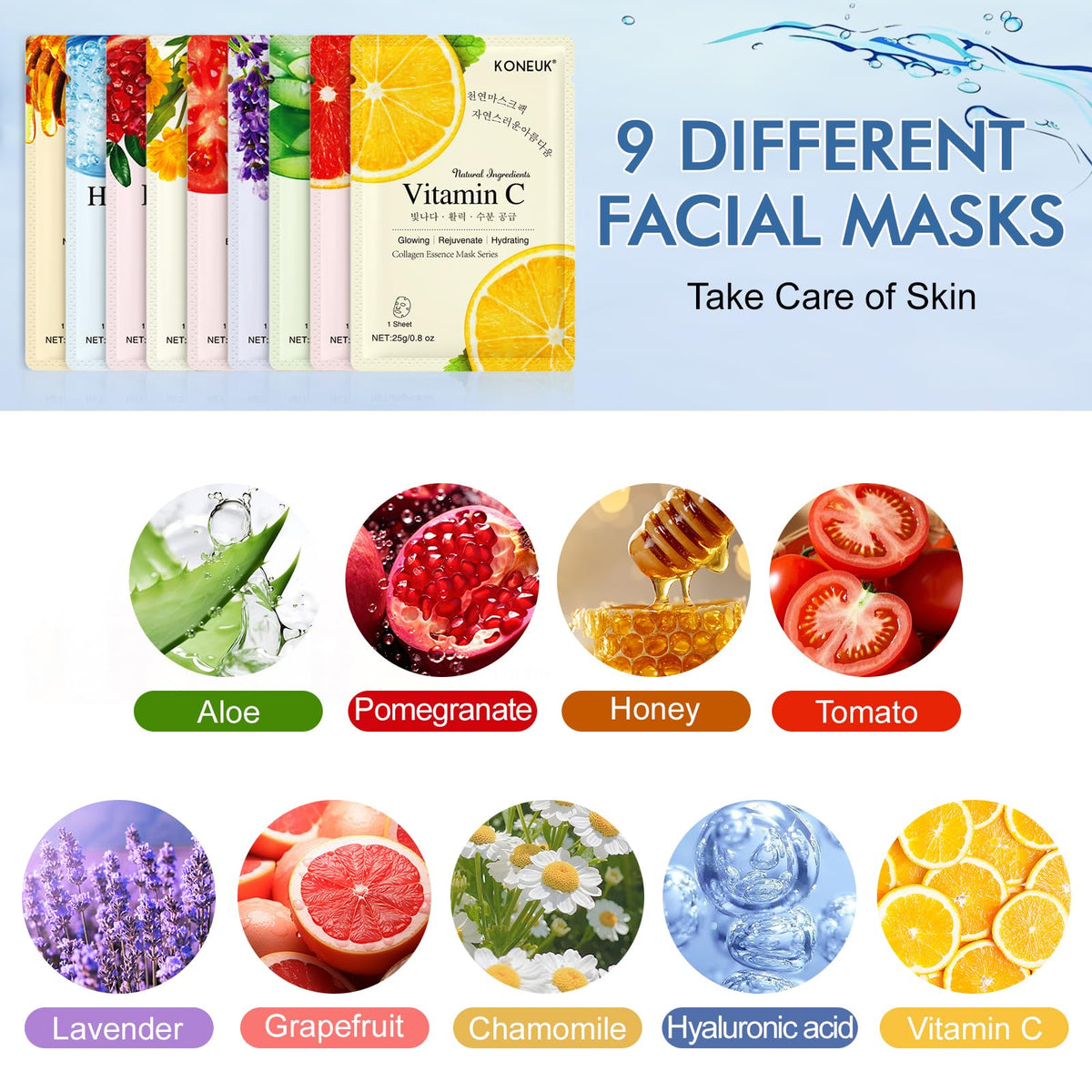 Masque visage à l'aloe vera KONEUK sur fond blanc