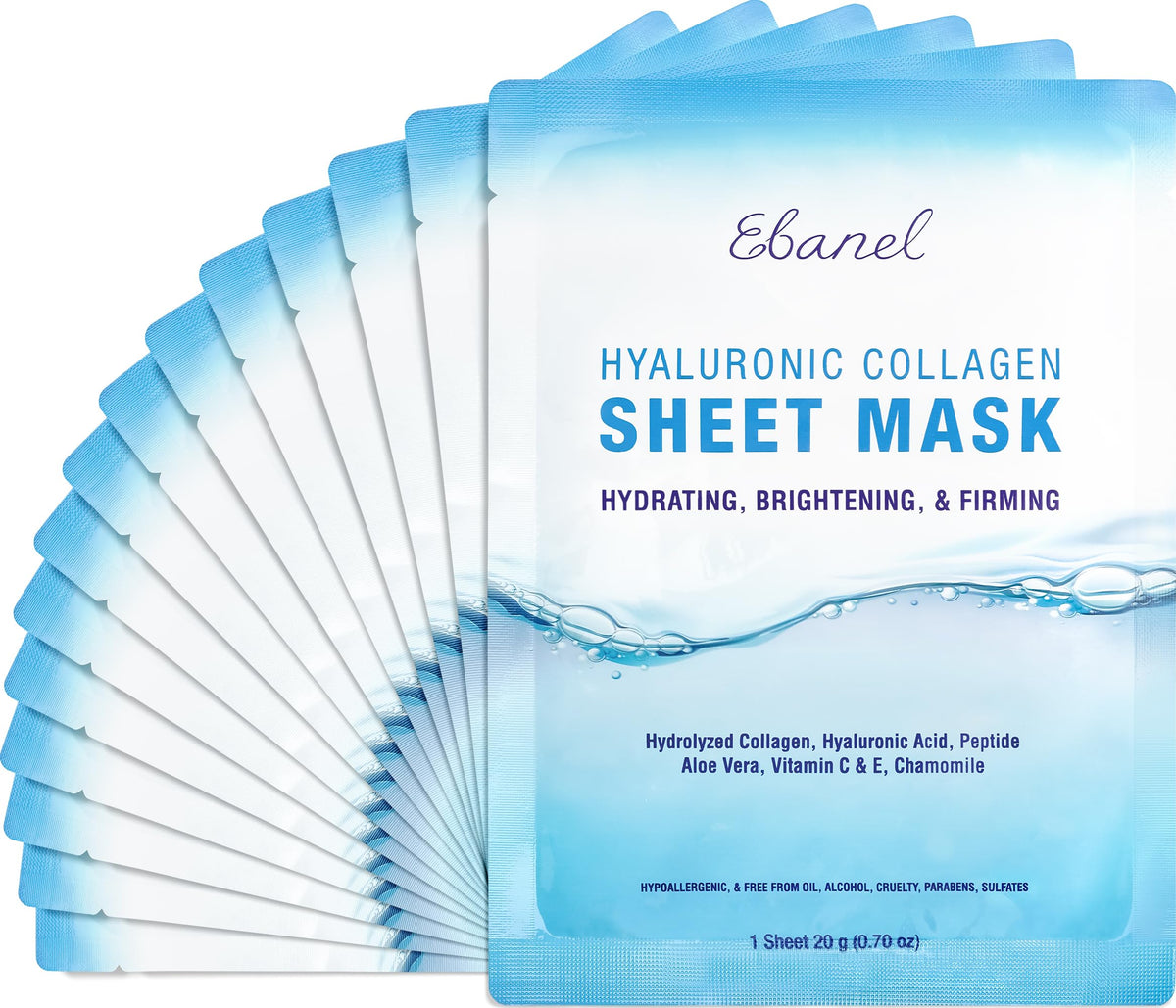 Masque visage hydratant Ebanel 15-pack avec acide hyaluronique