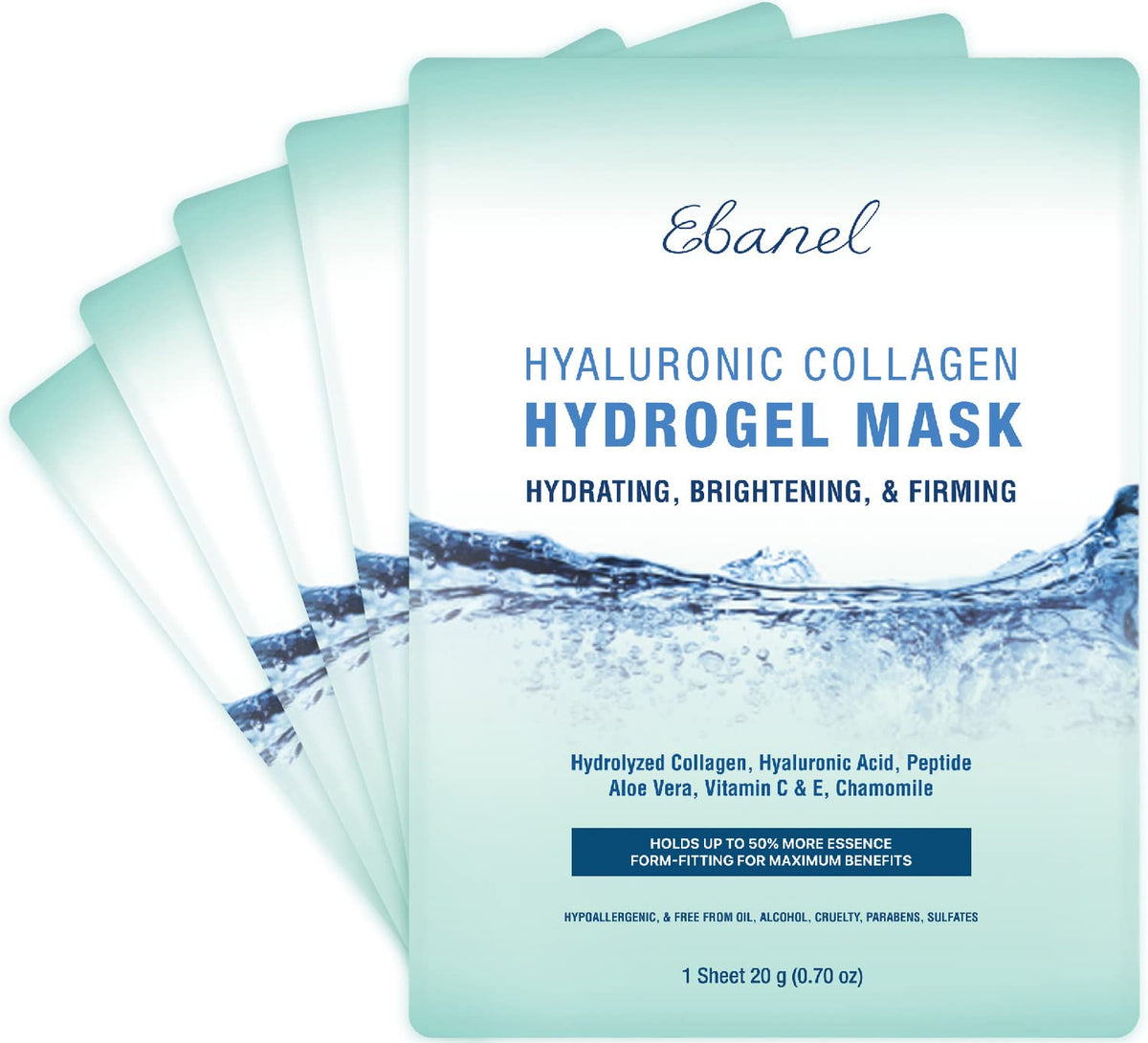 Masque visage hydrogel Ebanel avec acide hyaluronique, vue de face