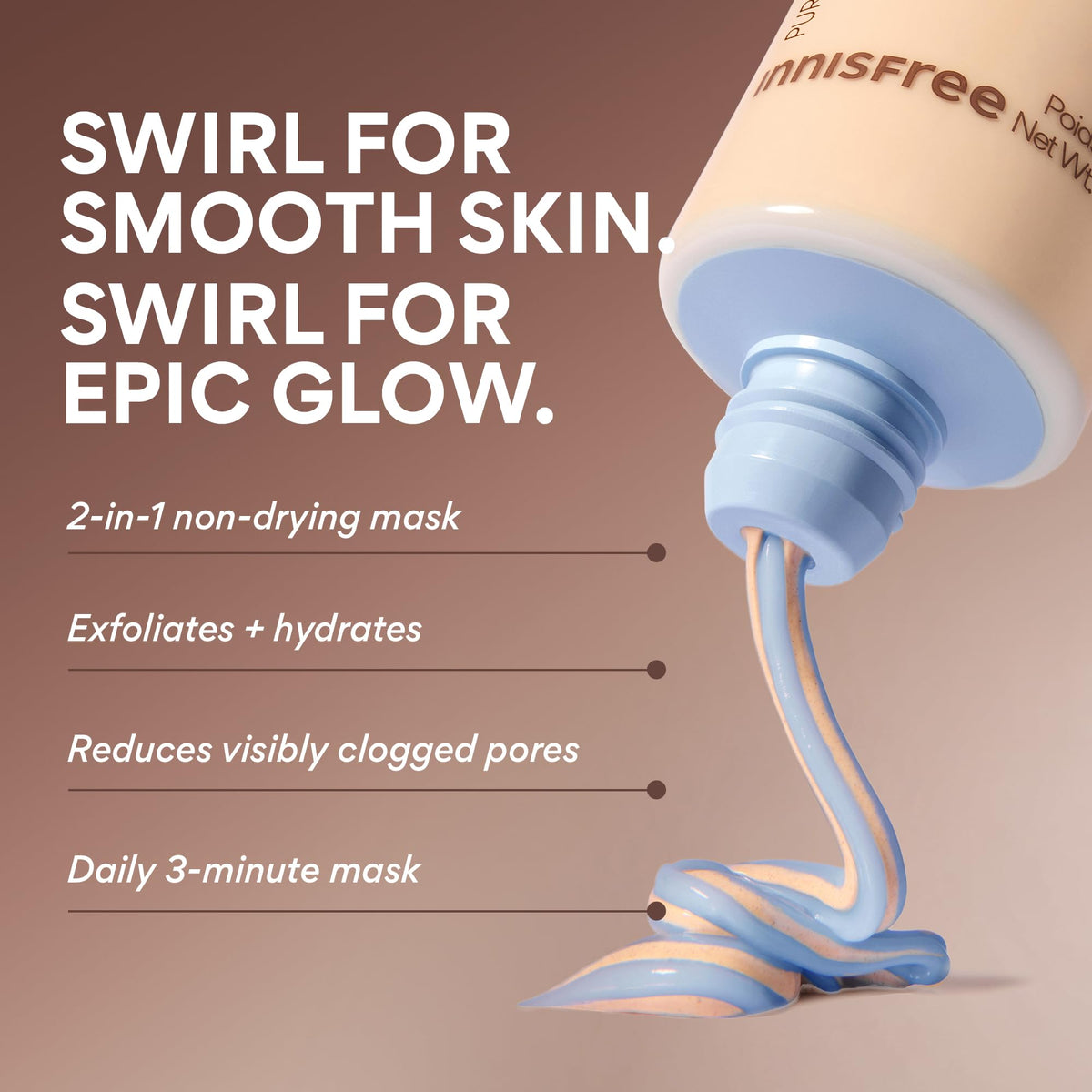 Masque volcanique innisfree 2-en-1 application sur peau
