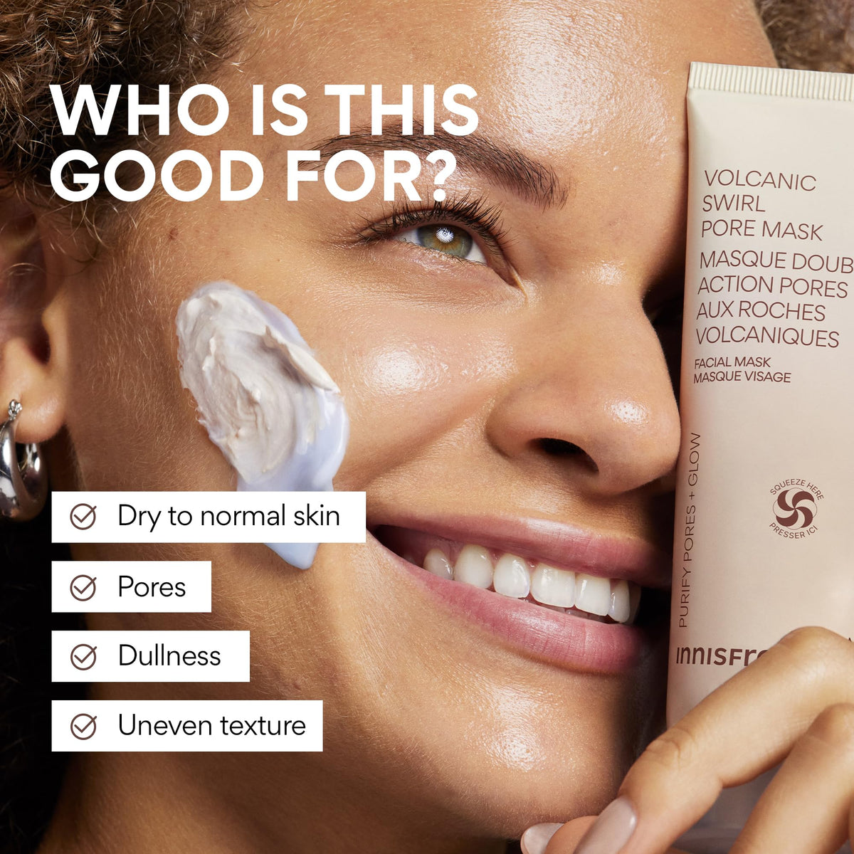 Masque volcanique innisfree 2-en-1 tube ouvert