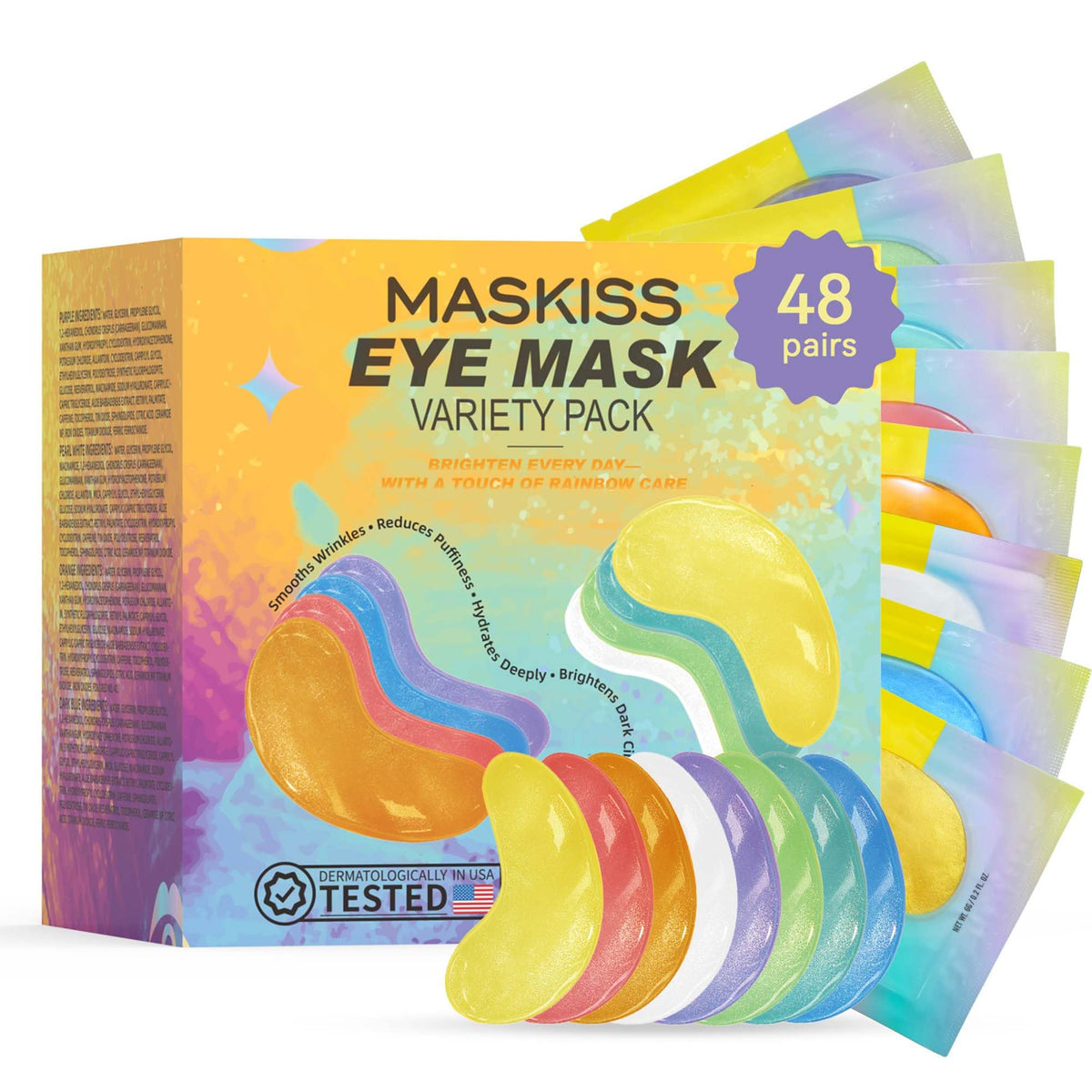 Masques contour des yeux Maskiss pack de 48 paires avec 8 couleurs